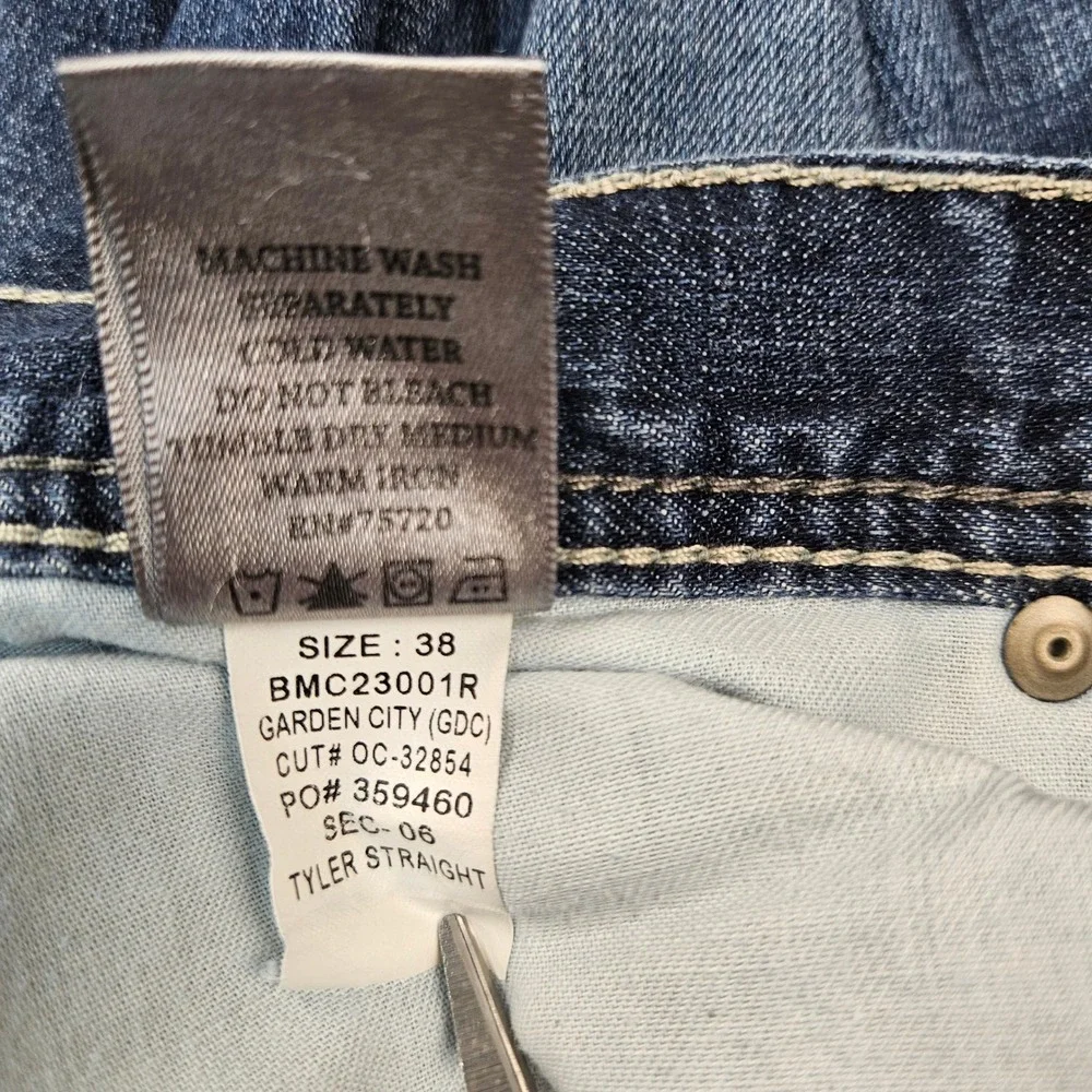 BKE Tyler Straight Leg Jeans Mens 38R Medium Wash Blue Denim BMC23001R